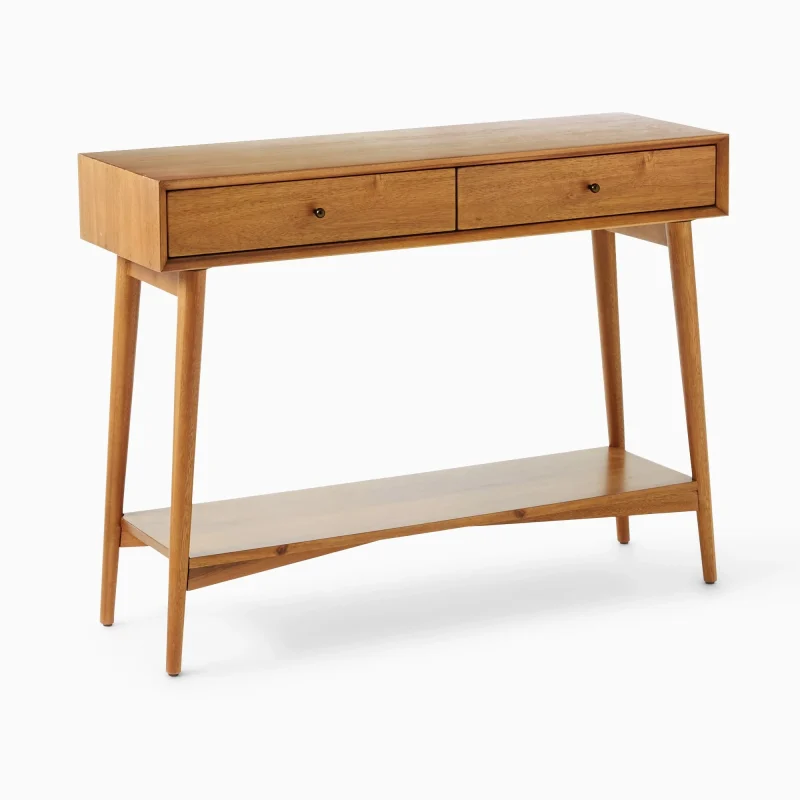 Aurel Mid-Century Console Table Double Drawer Design