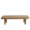 Contemporary Low Profile Coffee Table with rounded edges and sturdy cylindrical legs