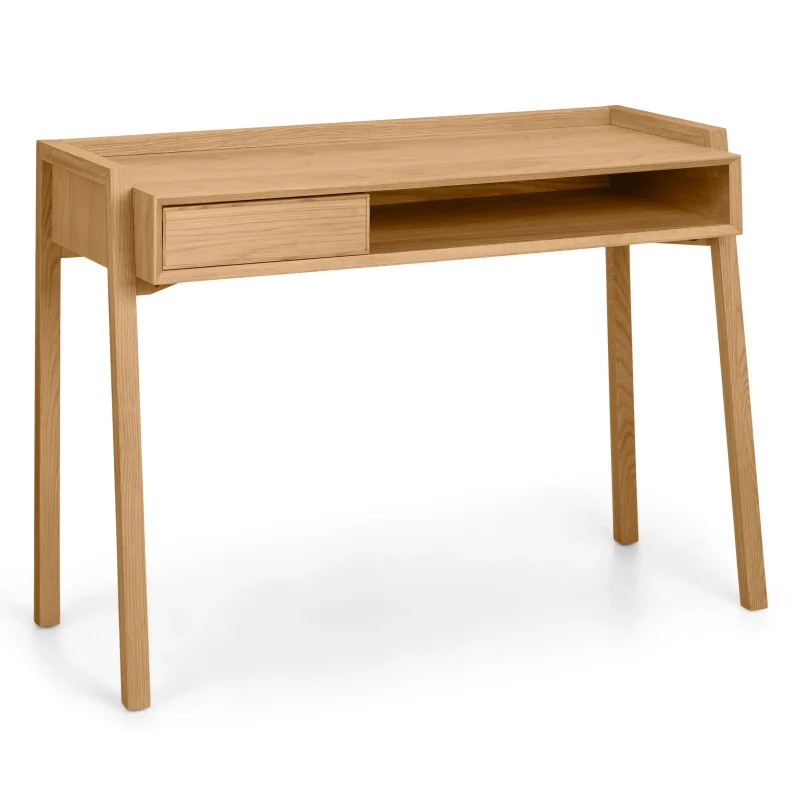 Modern Workspace Desk Storage with drawer and open shelf in a stylish home office