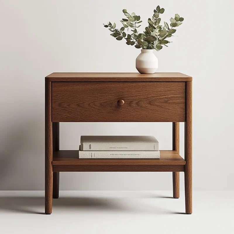Refined Nightstand with single drawer and open lower shelf for modern bedroom storage