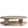 Round Double Layer Coffee Table with spacious top and open lower shelf for storage