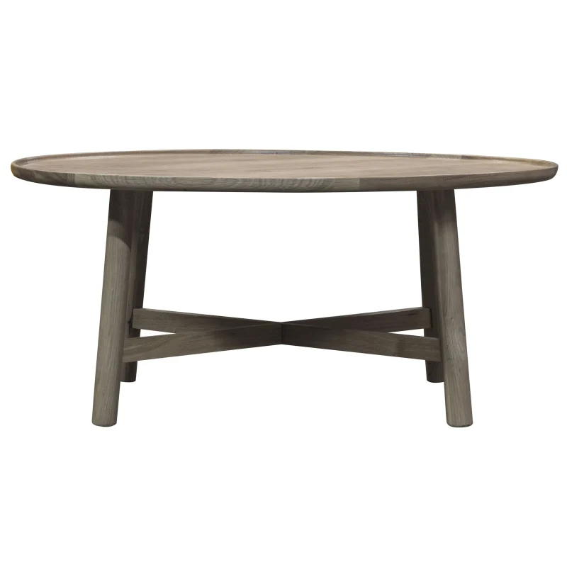 Timeless Round Coffee Table with raised edges and cross base