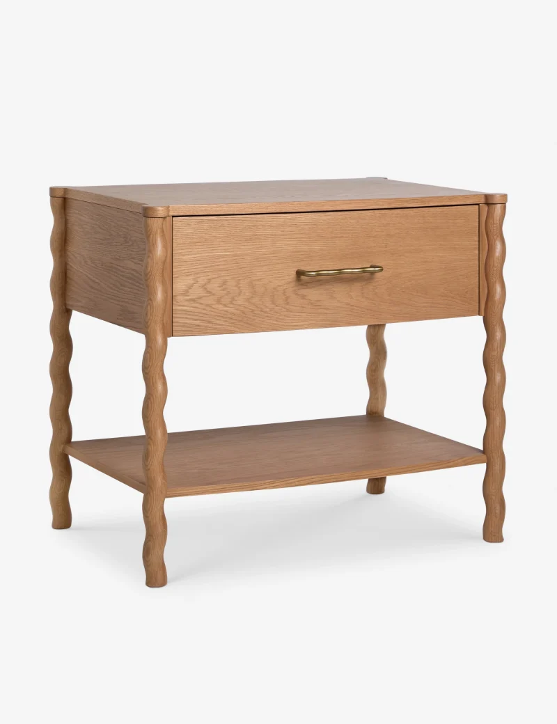 Twisted Leg Nightstand with storage drawer and open shelf