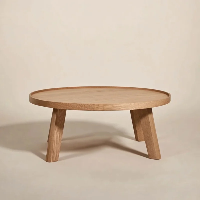 Contemporary round coffee table modern minimalist design spacious tabletop sturdy legs