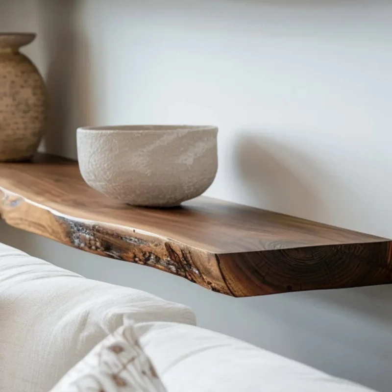 Organic floating shelf stylish wall mounted display for home décor