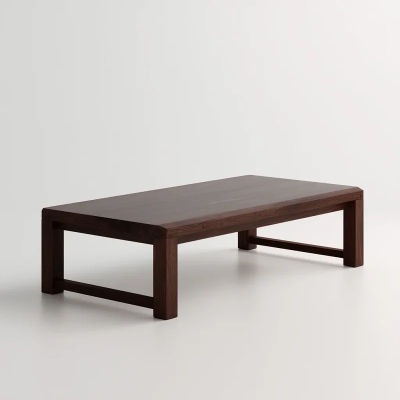 Low profile center table styled in modern living room setting